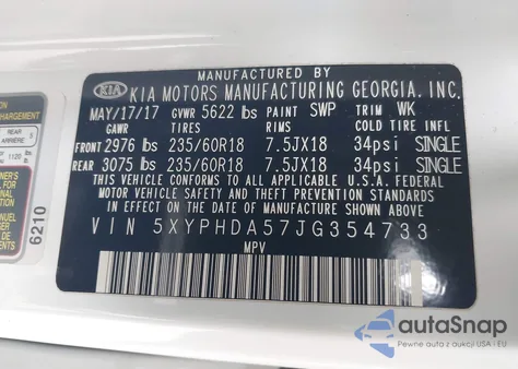 2018 Kia Sorento 3.3L Ex from USA, damaged, VIN 5XYPHDA57JG354733